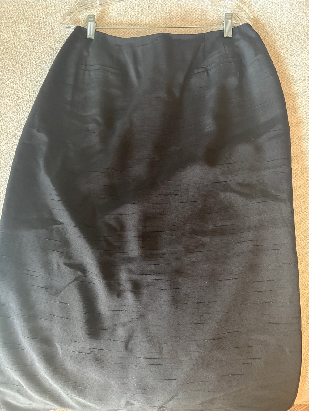 Theory Black Satin-Textured Pencil Skirt